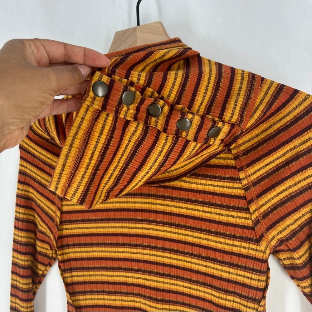 FREE PEOPLE Cape Cod‎ Thermal Striped Ribbed Cowl Neck Size M